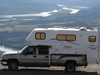 Camper Truck on the Midnight Dome - Dawson City